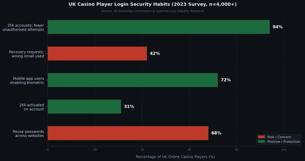 UK Casino Player Login Security Habits 2023 Survey Chart
